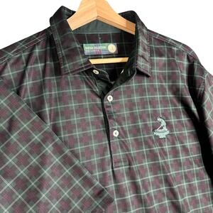 Donald Ross Pinehurst 1895 Tartan Collection Polo Shirt Mens Large Green Plaid